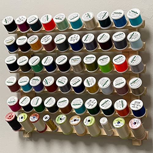 2-60 Spool Cone Wood Thread Racks (Holds120 Spools) Hardwood, Freestanding or Wall Mount | Fits Mini-King Size Cones & Most Spools | for Sewing, Embroidery, Quilting, & Specialty Thread Storage