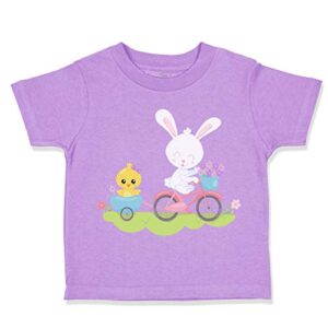 custom toddler t-shirt easter bunny chicken bike cotton boy & girl clothes funny graphic tee lavender design only 18 months