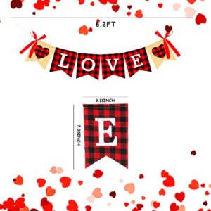 Gukuu&co Valentine's Day Decoration Buffalo Plaid Burlap Banner Red Love Signs for Wedding Anniversary Valentine's Decor