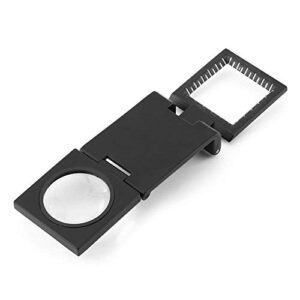10X 28MM Mini Three-Folding Magnifier Zinc Alloy Magnifier Magnifying Glass with Scale for Textile Optical Jewelry Sewing Thread Collection Repair