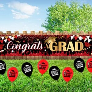 Red Banner Balloons Set Graduation Decorations Class of 2023 Congrats Grad Banner For High School Grad Party Decorations 2023