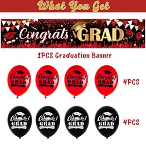 Red Banner Balloons Set Graduation Decorations Class of 2023 Congrats Grad Banner For High School Grad Party Decorations 2023