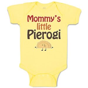 Custom Baby Bodysuit Mommy's Little Pierogi Polish Funny Humor Funny Cotton Boy & Girl Baby Clothes Yellow Design Only 18 Months