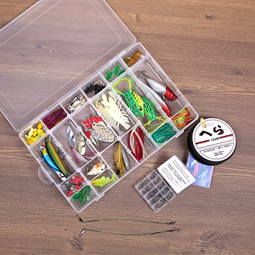 ESCULTORA 4PCS 36 Grids Plastic Organizer Box, Craft Organizer Storage, Bead Storage with 480pcs Label Stickers and Movable Dividers, Fishing Tackles Box, Jewelry Box for Storage