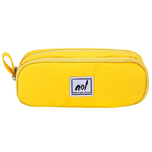 NOL Natural Organic Lifestyle Pencil Case Normal Size Pencil Purse Cosmetic Portable Bag for Office School (Yellow)