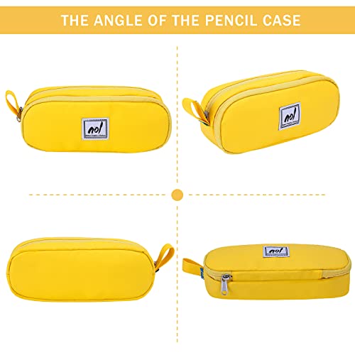 NOL Natural Organic Lifestyle Pencil Case Normal Size Pencil Purse Cosmetic Portable Bag for Office School (Yellow)