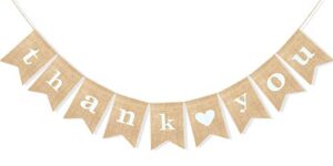 uniwish thank you banner burlap sign for wedding pictures rustic baby shower hanging bunting garland engagement photo props