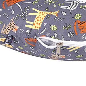 IBraFashion Removable Cover for Newborn Lounger Fits Infant Lounger Pillow 100% Soft Cotton Jungle Animals Grey