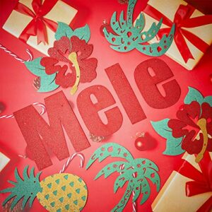 3 Pieces Mele Kalikimaka Banner Hawaiian Christmas Garland Glittering Winter Holiday Party Banner Decor Supplies Mantle Family Home Pre-Strung Decor