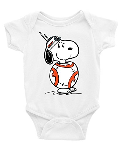 Snoopy BB8 Star Wars Short Sleeve Unisex Onesie (18-24) White