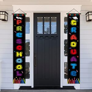 hamigar 6x1ft preschool graduate door porch banner sign – black colorful preschool kindergarten graduation decorations decor party supplies