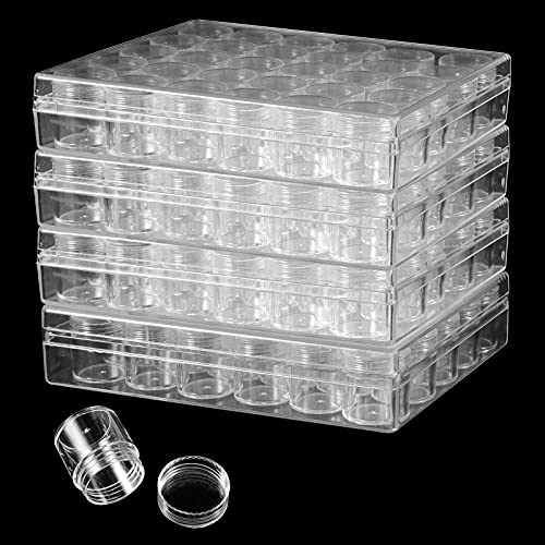 HAKZEON 4 Pack 30 Grids Diamond Painting Storage Box with Lids, Clear Embroidery Diamond Beads Storage Containers , for Jewelry Nail Art Accessories DIY Craft