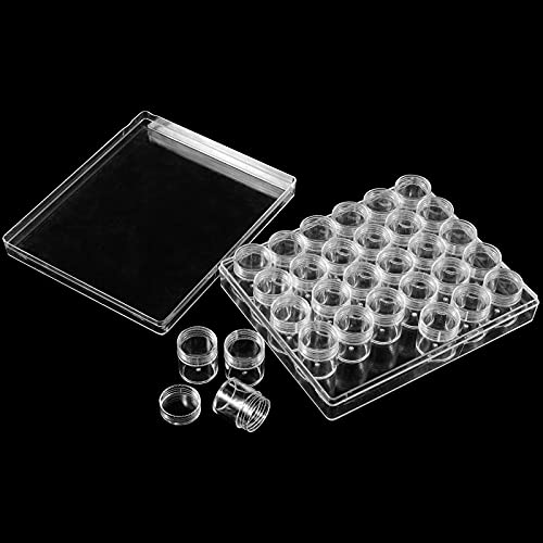 HAKZEON 4 Pack 30 Grids Diamond Painting Storage Box with Lids, Clear Embroidery Diamond Beads Storage Containers , for Jewelry Nail Art Accessories DIY Craft