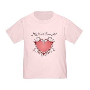 cafepress my mimi loves me heart toddler t shirt cute toddler t-shirt, 100% cotton pink