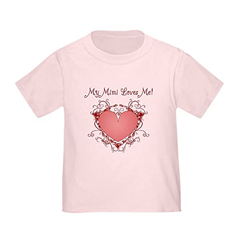 CafePress My Mimi Loves Me Heart Toddler T Shirt Cute Toddler T-Shirt, 100% Cotton Pink