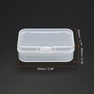 PATIKIL Clear Storage Container with Hinged Lid 65x45x20mm, 4 Pack Plastic Rectangular Box for Beads Art Craft