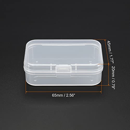 PATIKIL Clear Storage Container with Hinged Lid 65x45x20mm, 4 Pack Plastic Rectangular Box for Beads Art Craft