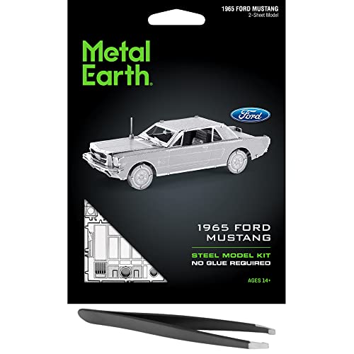 Fascinations Metal Earth 1965 Ford Mustang 3D Metal Model Kit Bundle with Tweezers