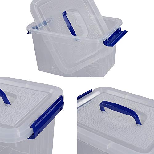 Pekky Plastic Small Handle Storage Box, 6 Quart Clear Plastic Bins, 6 Pack