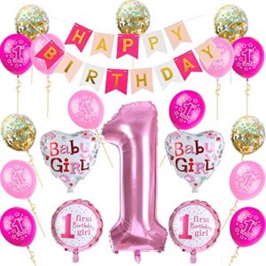 Nvetls 1st Birthday Decorations for Girls and Boys Birthday Decorations Party Balloons Set Baby Girl and Baby Boy (Pink)