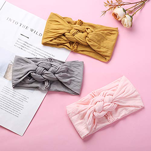 Baby Girl Headband Nylon Hairbands Baby Bows Knotted Headband Turban for Newborn Infant Toddlers Kids Hair Accessories 8PCS…