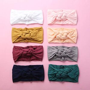 Baby Girl Headband Nylon Hairbands Baby Bows Knotted Headband Turban for Newborn Infant Toddlers Kids Hair Accessories 8PCS…