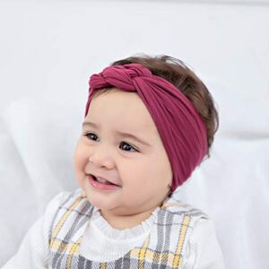 Baby Girl Headband Nylon Hairbands Baby Bows Knotted Headband Turban for Newborn Infant Toddlers Kids Hair Accessories 8PCS…