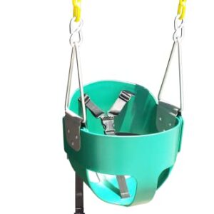 Toddler Bucket Swing Seat - Patent Pending & Exclusive Safety Harness - High Back Full Bucket Toddler Swing Seat w/Heavy-Duty Plastic-Coated Chains - Safari Products USA
