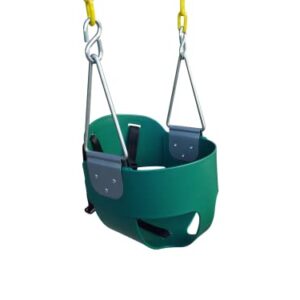 Toddler Bucket Swing Seat - Patent Pending & Exclusive Safety Harness - High Back Full Bucket Toddler Swing Seat w/Heavy-Duty Plastic-Coated Chains - Safari Products USA