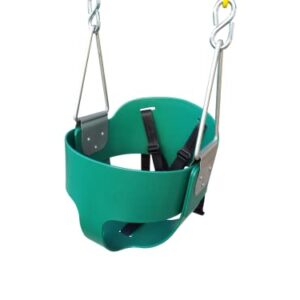 Toddler Bucket Swing Seat - Patent Pending & Exclusive Safety Harness - High Back Full Bucket Toddler Swing Seat w/Heavy-Duty Plastic-Coated Chains - Safari Products USA