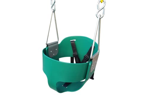 Toddler Bucket Swing Seat - Patent Pending & Exclusive Safety Harness - High Back Full Bucket Toddler Swing Seat w/Heavy-Duty Plastic-Coated Chains - Safari Products USA