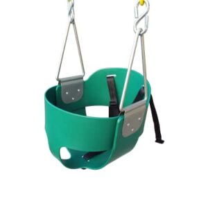 Toddler Bucket Swing Seat - Patent Pending & Exclusive Safety Harness - High Back Full Bucket Toddler Swing Seat w/Heavy-Duty Plastic-Coated Chains - Safari Products USA