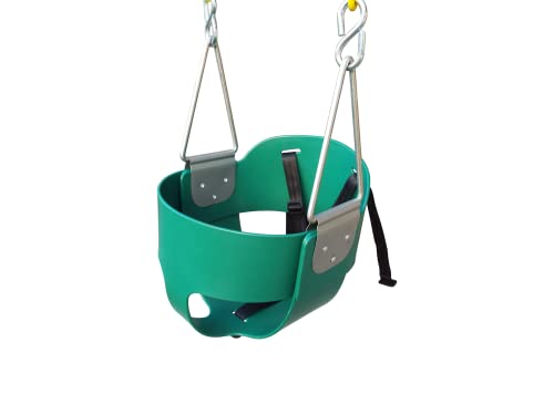 Toddler Bucket Swing Seat - Patent Pending & Exclusive Safety Harness - High Back Full Bucket Toddler Swing Seat w/Heavy-Duty Plastic-Coated Chains - Safari Products USA