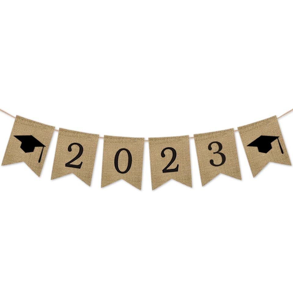 SWYOUN 2023 Burlap Graduation Party Banner Classroom Decoration Grad Party Supplies