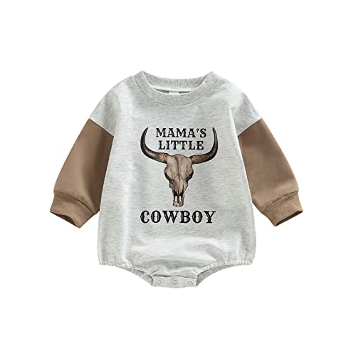 Karuedoo Newborn Baby Girl Boy Cow Print Sweatshirt Romper Crewneck Oversized Onesie Long Sleeve Outfit Cute Fall Clothes (A Coffee Gray, 0-3 Months)