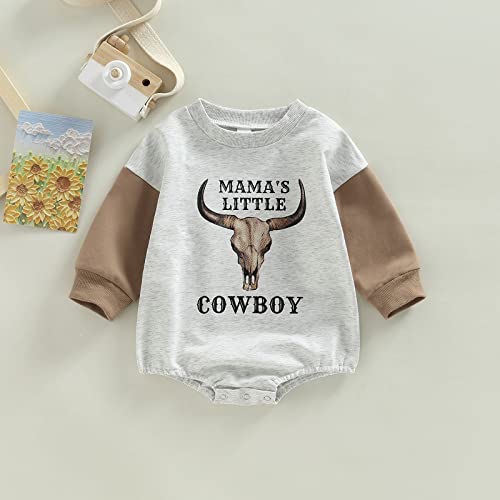 Karuedoo Newborn Baby Girl Boy Cow Print Sweatshirt Romper Crewneck Oversized Onesie Long Sleeve Outfit Cute Fall Clothes (A Coffee Gray, 0-3 Months)