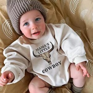 Karuedoo Newborn Baby Girl Boy Cow Print Sweatshirt Romper Crewneck Oversized Onesie Long Sleeve Outfit Cute Fall Clothes (A Coffee Gray, 0-3 Months)