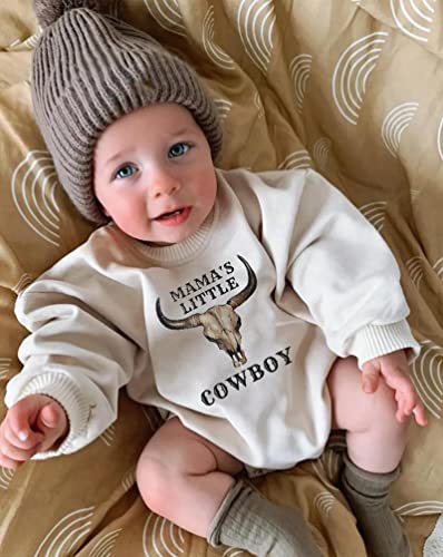 Karuedoo Newborn Baby Girl Boy Cow Print Sweatshirt Romper Crewneck Oversized Onesie Long Sleeve Outfit Cute Fall Clothes (A Coffee Gray, 0-3 Months)