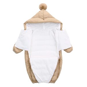 Bebone Newborn Baby Hooded Winter Puffer Snowsuit with Shoes and Gloves (9-12 Months, Brown-1)