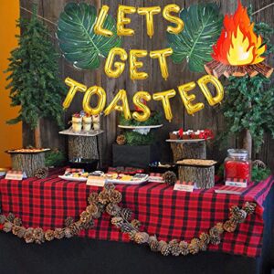 Let’s Get Toasted Balloons Banner, Camping Themed Birthday Baby Shower Bachelorette Decorations, Happy Camper Wild In The Woods Weekend In The Woods Cabin Glamping Mountain Lake Hiking Woodland Campfire Adventure Welcome To Campsite Party Decorations