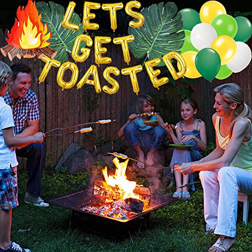 Let’s Get Toasted Balloons Banner, Camping Themed Birthday Baby Shower Bachelorette Decorations, Happy Camper Wild In The Woods Weekend In The Woods Cabin Glamping Mountain Lake Hiking Woodland Campfire Adventure Welcome To Campsite Party Decorations