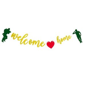 patriotic soldier welcome home banner,patriotic theme deployment returning back military army homecoming party decoration