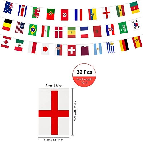 Soccer World Cup String Flag Bunting, 32 Countries Flags Banners Double-sided Polyester for World Cup, Garden, Bar, Restaurant and Party Decoration