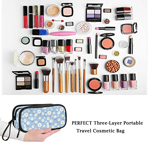 Fustylead Daisy Flower Pen Pencil Case with Zipper Makeup Pouch Cosmetics Bag Multi-Purpose Travel Bag Office Organizer Box for Adults