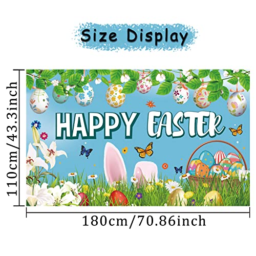 Trgowaul Easter Decorations Bunny Egg Rabbit Banner for Easter Party, Happy Easter Decorations for the Home, Colorful Easter Banner Outdoor Indoor Easter Party Supplies Decorations for Office