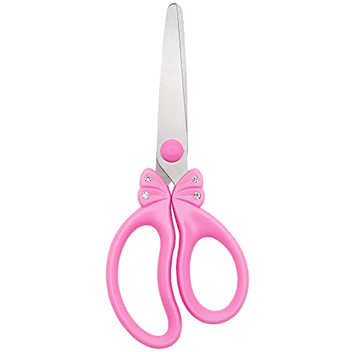 Scissors for School Kids Pink Scissors for Girl Child Safety Scissors Students Round Edge Scissors