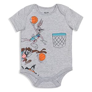 space jam Looney Tunes Baby Boys 3 Pack Short Sleeve Bodysuit Blue/White 24 Months