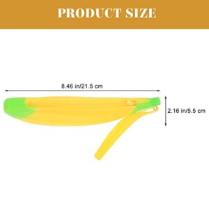 Ciieeo 2pcs Banana Shaped Pencil Bag Silicone Pen Bag Large Capacity Banana Pencil Case