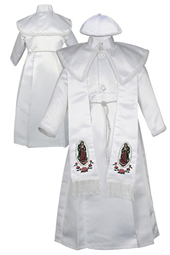 Boy Baby Toddler Christening Baptism Wear Formal Gown Virgin Mary w/Stole 0-30M (0:(0-6 Months)) White