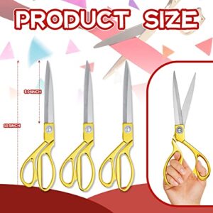 3 Pcs Ribbon Cutting Scissors Gold Metal Scissors Heavy Duty Stainless Steel Fabric Tailor Scissors for Ceremony Events Inaugurations Dressmaking Sewing Plastic Cardboard,10.43 x 2.76 Inch